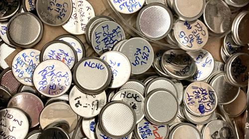 Inside Italy's first potassium-based battery research lab: collection of button cells